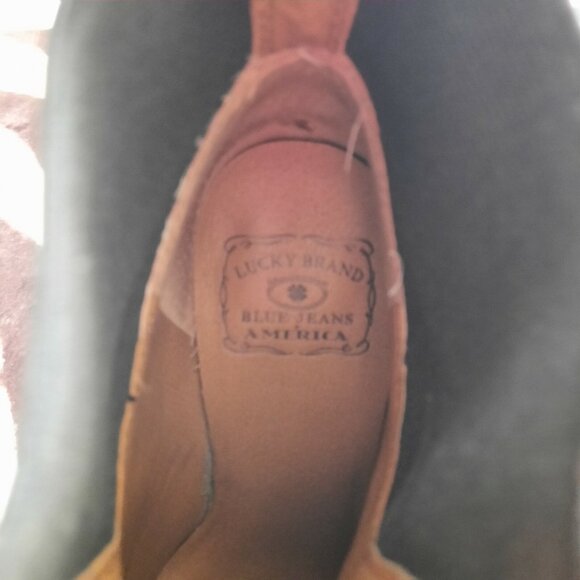 Lucky Brand Black Leather Ankle Boots Booties US Size 7.5 Western Style Pull On - Picture 10 of 12